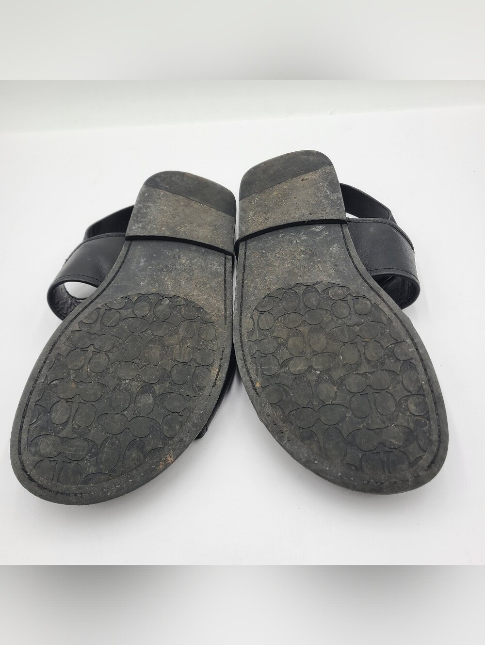 B28 Coach Men’s CC843 Black Leather Two Strap Sandal With Signature Size 10.5 - Picture 8 of 9
